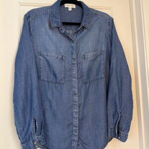 Cloth & Stone Chambray/Tencel Button Down Shirt Size L